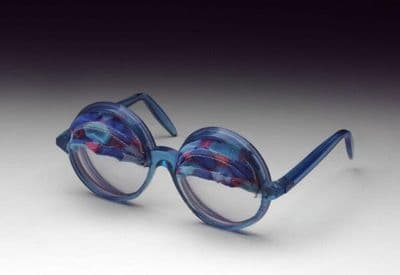 Oversized Round Blue Acetate Theatrical Spectacles