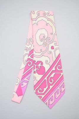 Pink Fuchsia Silk Tie with Swirling Motifs