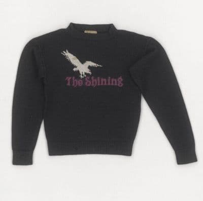 Black Wool Pullover with Metallic Eagle Motif