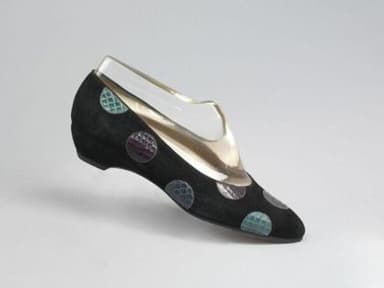 Black Leather Polka Dot Ankle Strap Pump