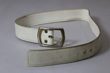 White Leather Belt with Silver Buckle