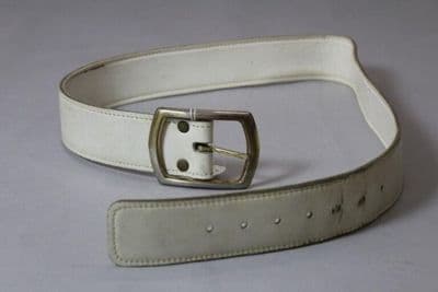 White Leather Belt with Silver Buckle