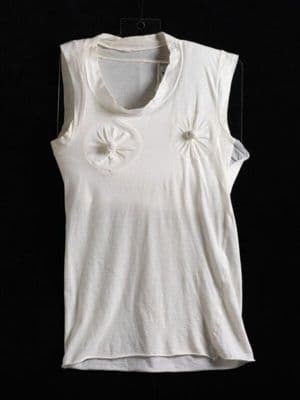White Cotton Sleeveless T-Shirt with Circular Cutouts