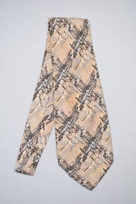 Brown Printed Silk Geometric Pattern Necktie