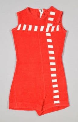 Red White Cotton Terry Beach Playsuit