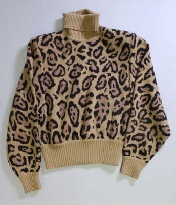 Leopard Print Cashmere Turtleneck Sweater Twinset