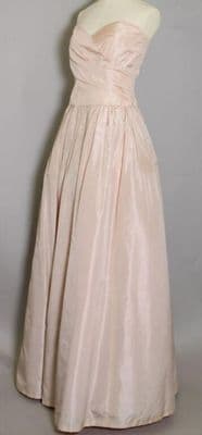 Pale Pink Silk Taffeta Strapless Evening Gown