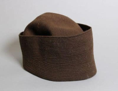 Brown Jersey Knit Cloche Hat with Ribbed Band