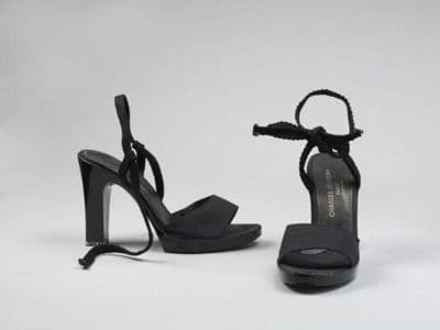 Black Canvas Patent Leather Platform Sandals