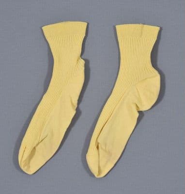 Yellow Nylon Ribbed Ankle Socks