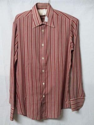 Burgundy Cream Striped Cotton Dress Shirt