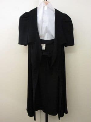 Black Moss Crepe Mini Dress White Bib