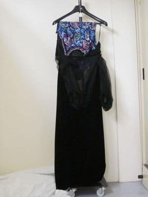 Sequined Bodice Evening Gown with Velvet Overdress