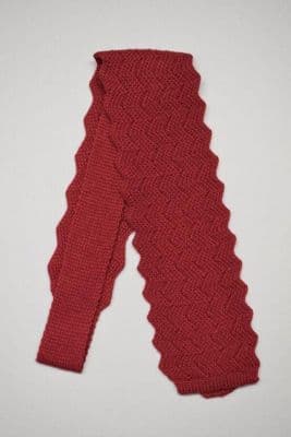 Burgundy Knitted Wool Tie with Chevron Pattern