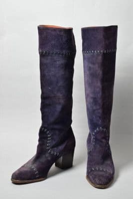 Purple Suede Knee-High Platform Boots