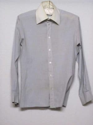 Light Gray Cotton Dress Shirt Cream Collar