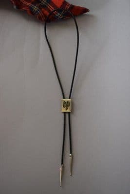 Black Cotton Cord Bootlace Tie with Gold Clasp