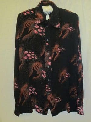 Navy Cotton Shirt with Hand and Rose Print