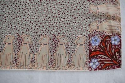 Cream Silk Head Scarf with Leopard Print