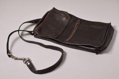 Brown Leather Geometric Modernist Shoulder Bag