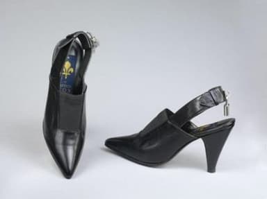 Black Leather Pointed-Toe Slingback Court Shoes