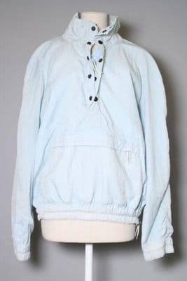 Pale Blue Cotton Fleece Mock Turtleneck Sweatshirt