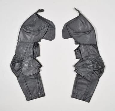 Black Leather Armored Waistcoat with Detached Sleeves