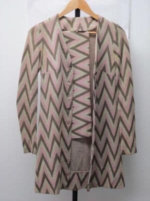 Pink Brown Cream Chevron Mini Dress with Scarf