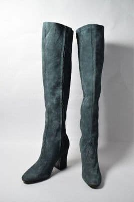 Forest Green Suede Knee-High Boots