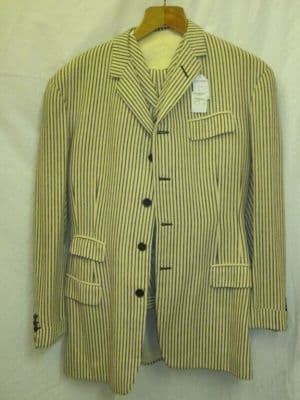 Olive Green Wool Pinstripe Three-Piece Suit