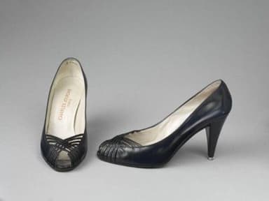 Black Leather Peep-Toe Court Shoes with Cutout Detail