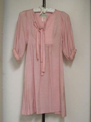 Dusty Rose Silk Crepe Pussy Bow Dress