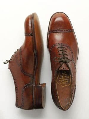 Cognac Calf Leather Oxford Brogue Dress Shoes