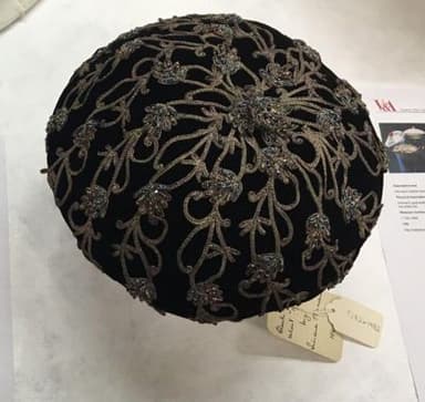 Black Velvet Apache Hat with Gold Embroidered Beadwork