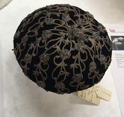 Black Velvet Apache Hat with Gold Embroidered Beadwork