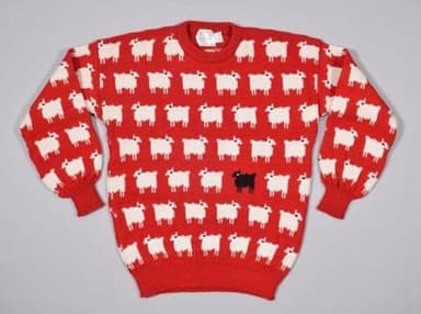 Red Wool Sheep Motif Pullover Sweater