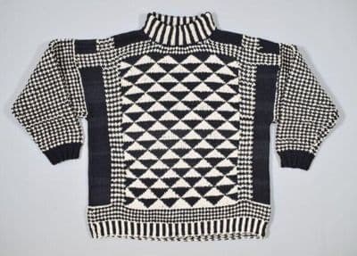 Hand Knitted Cotton Geometric Pattern Sweater
