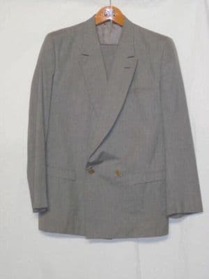 Charcoal Grey Cotton Double-Breasted Suit Jacket