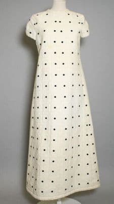 Cream Cotton Shift Dress with Black Daisy Motif