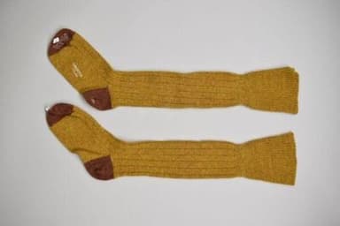 Yellow Brown Shetland Wool Knee-High Socks