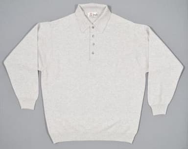 Light Grey Cashmere Long-Sleeve Polo Shirt