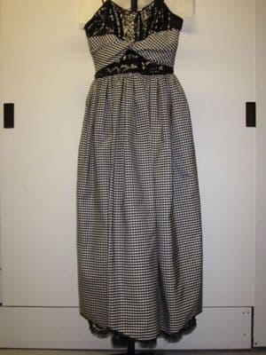 Black Gingham Taffeta Strapless Evening Gown