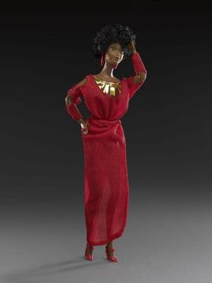 Red Gold Synthetic Jersey Disco Jumpsuit