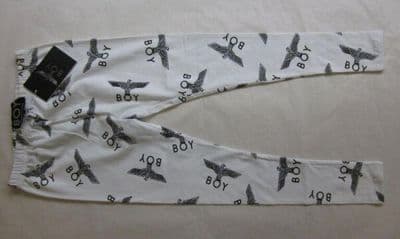 White Cotton Jersey Leggings with Eagle Print