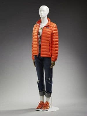 Bright Orange Quilted Down Puffer Jacket