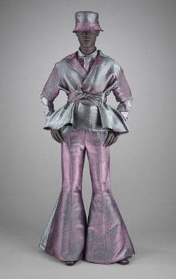 Iridescent Purple Metallic Leather Flared Jumpsuit Ensemble