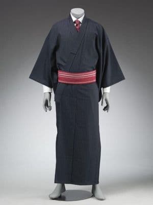 Navy Blue Woven Silk Men's Obi Sash