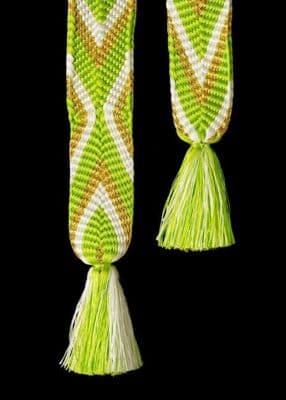 Lime Green Yellow White Geometric Nylon Obijime