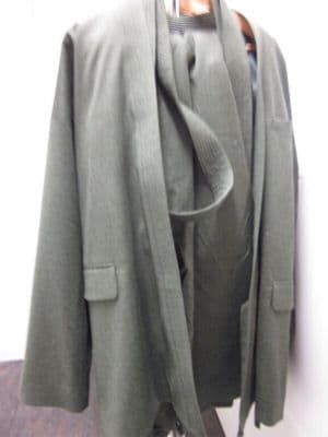 Green Wool Karate-Style Suit with Belt