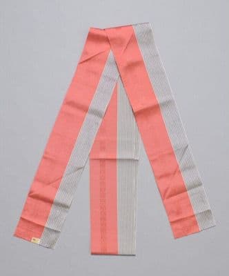 Pink Cotton Koshi-himo with Blue White Striped Border